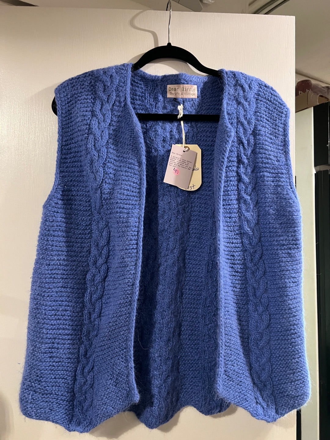 Dear Birdie handmade Sweater vest Large Blue