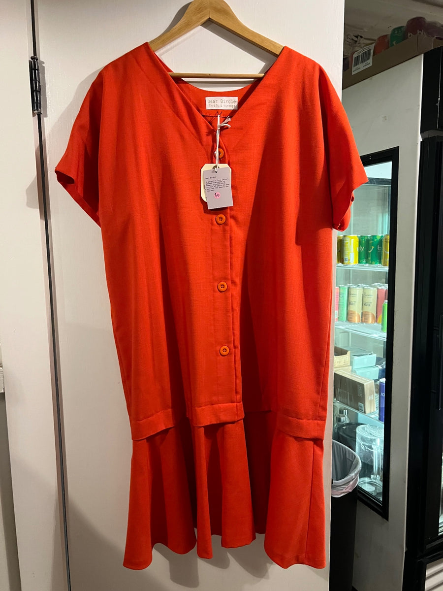 Dear Birdie Dress vintage Large Bright orange
