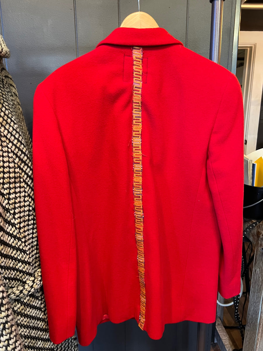 Dear Birdie Blazer Medium/Large Red with embroidery stripe on back