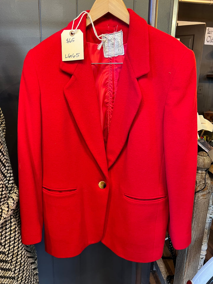 Dear Birdie Blazer Medium/Large Red with embroidery stripe on back