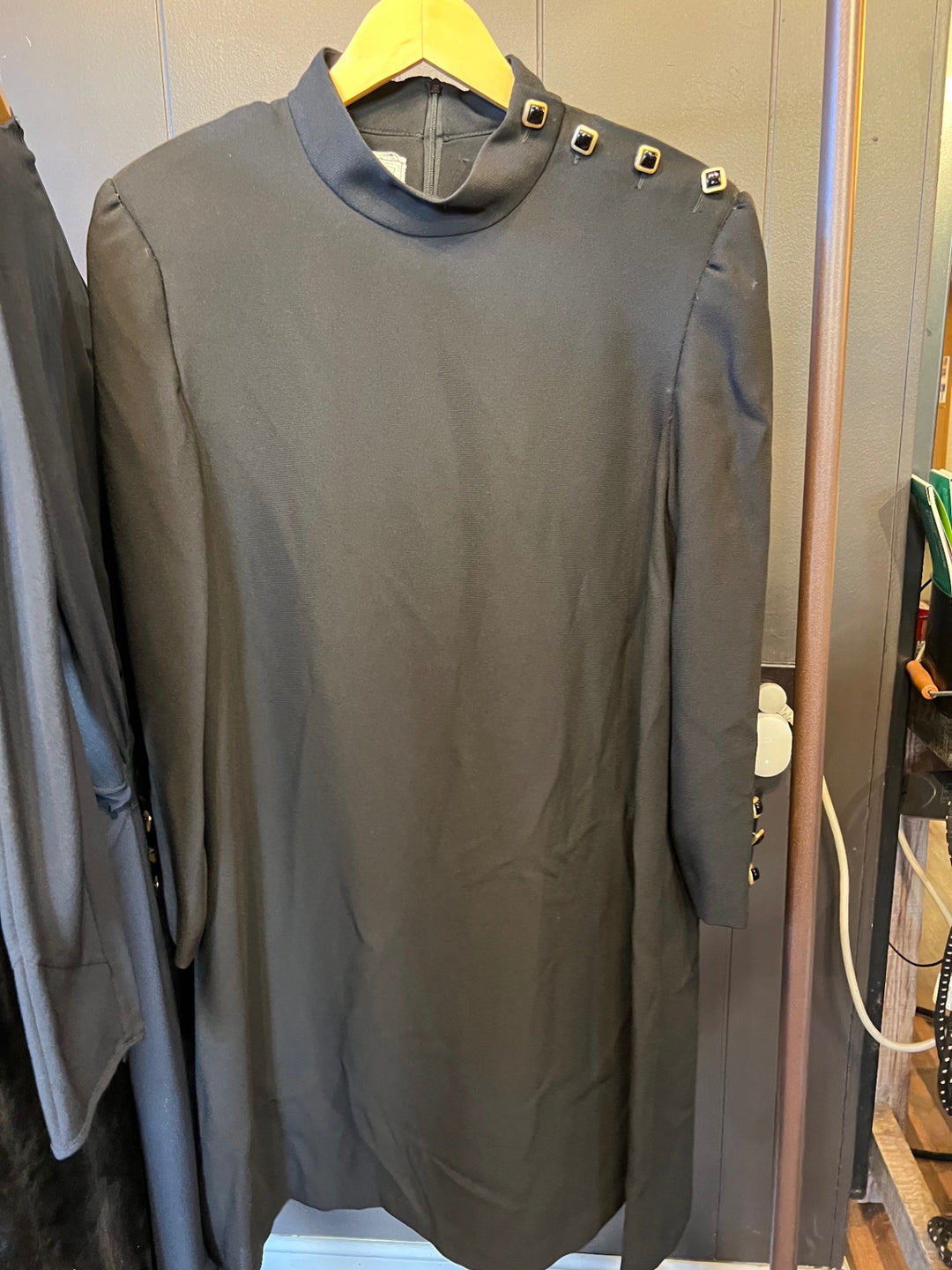 Dear Birdie Dress vintage Large Black with shoulder buttons