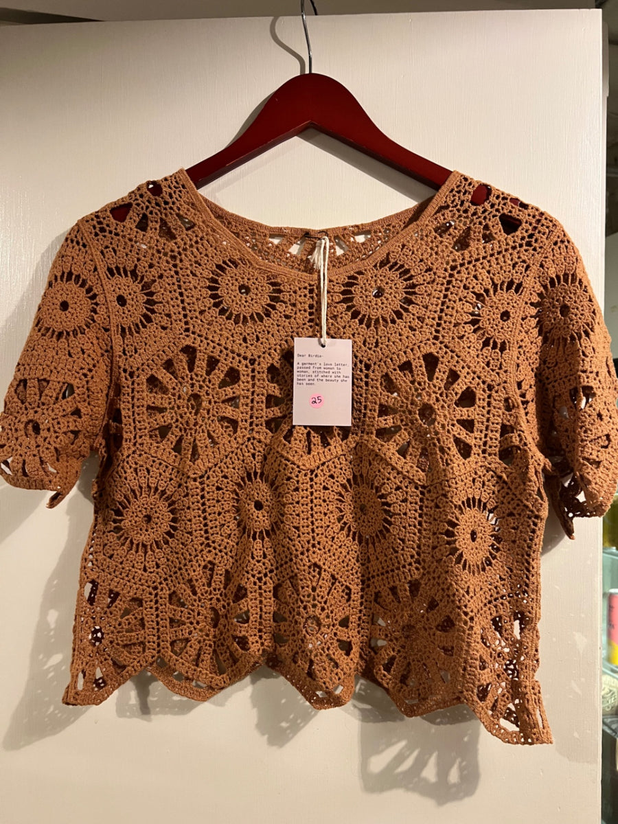 Dear Birdie Shirt Small Brown