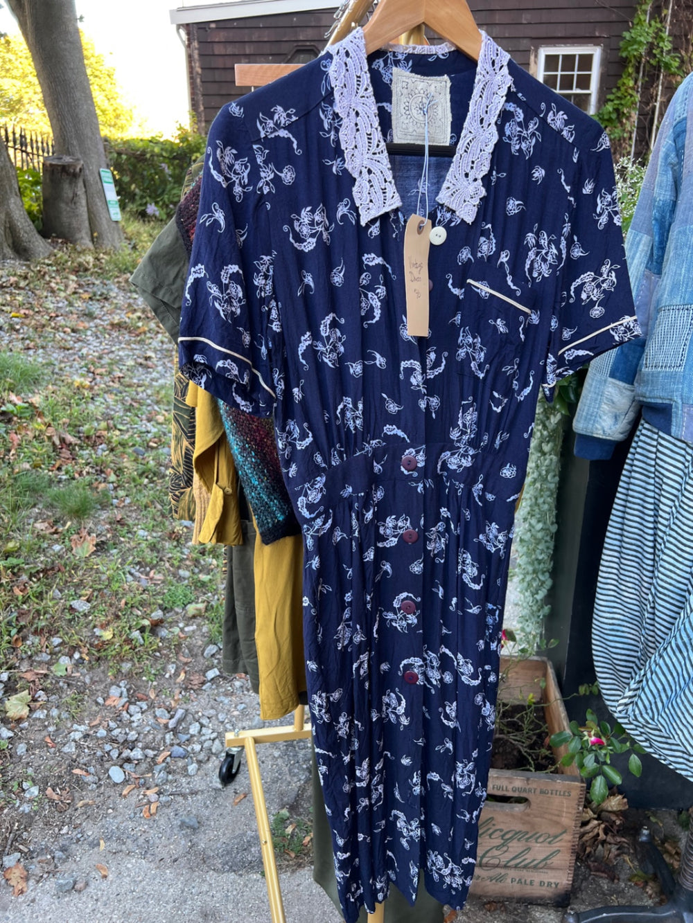 Dear Birdie Dress vintage Small Navy blue