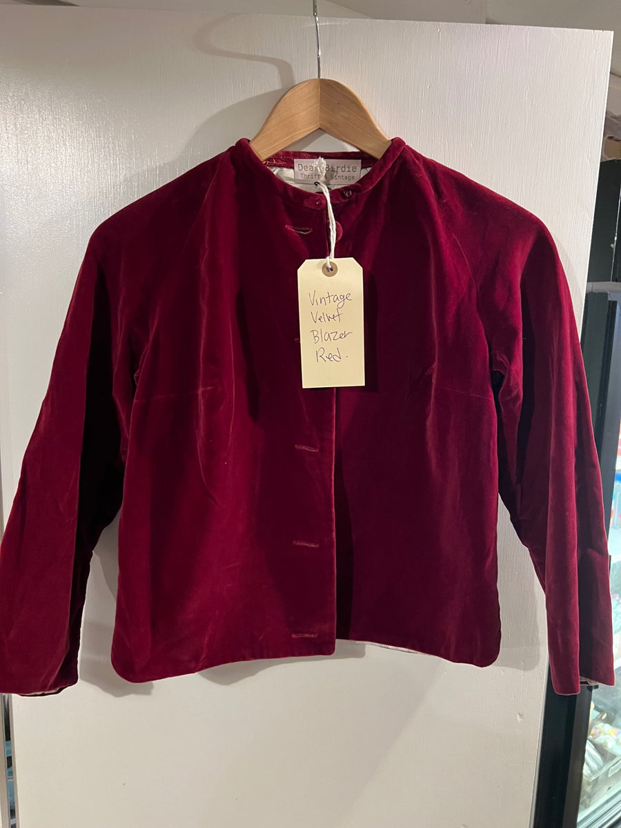 Dear Birdie Velvet vintage jacket Small Red