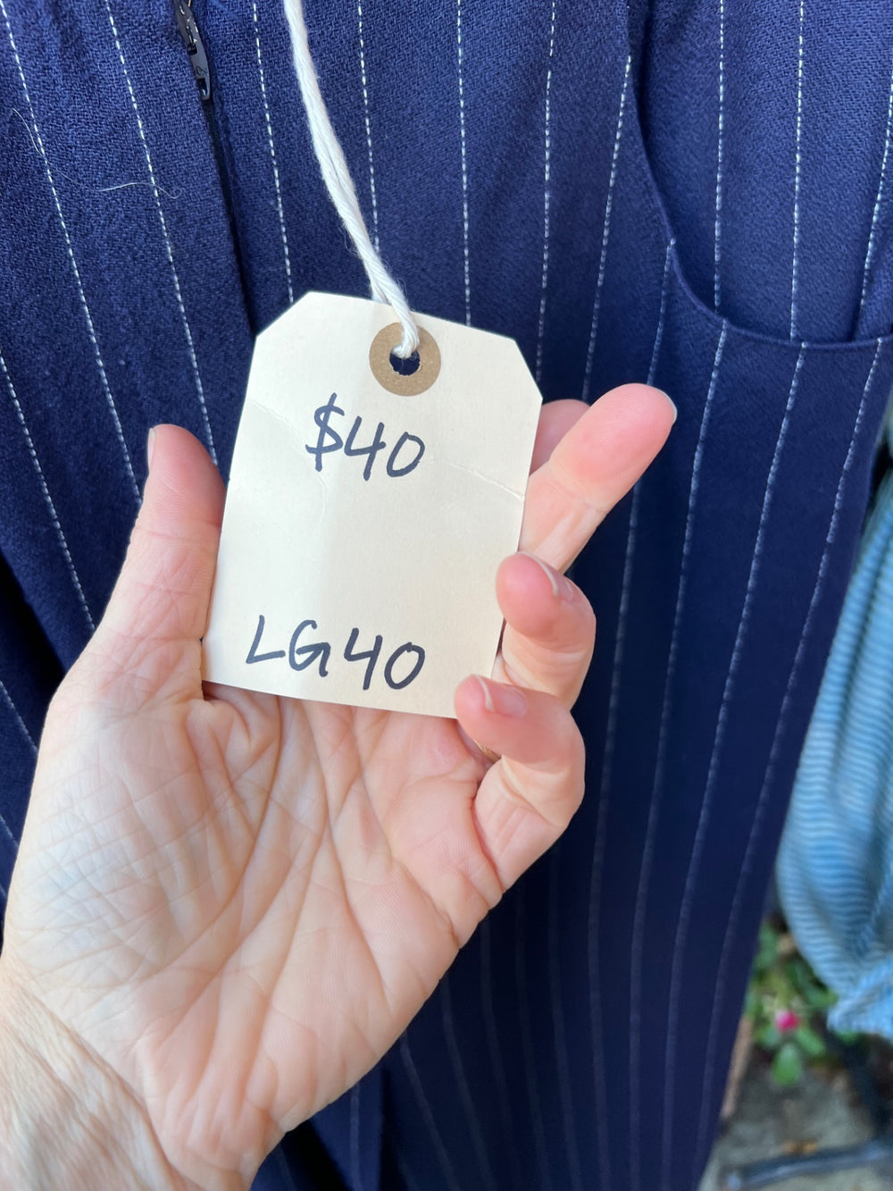 Vintage skirt Small Blue with white pinstripes