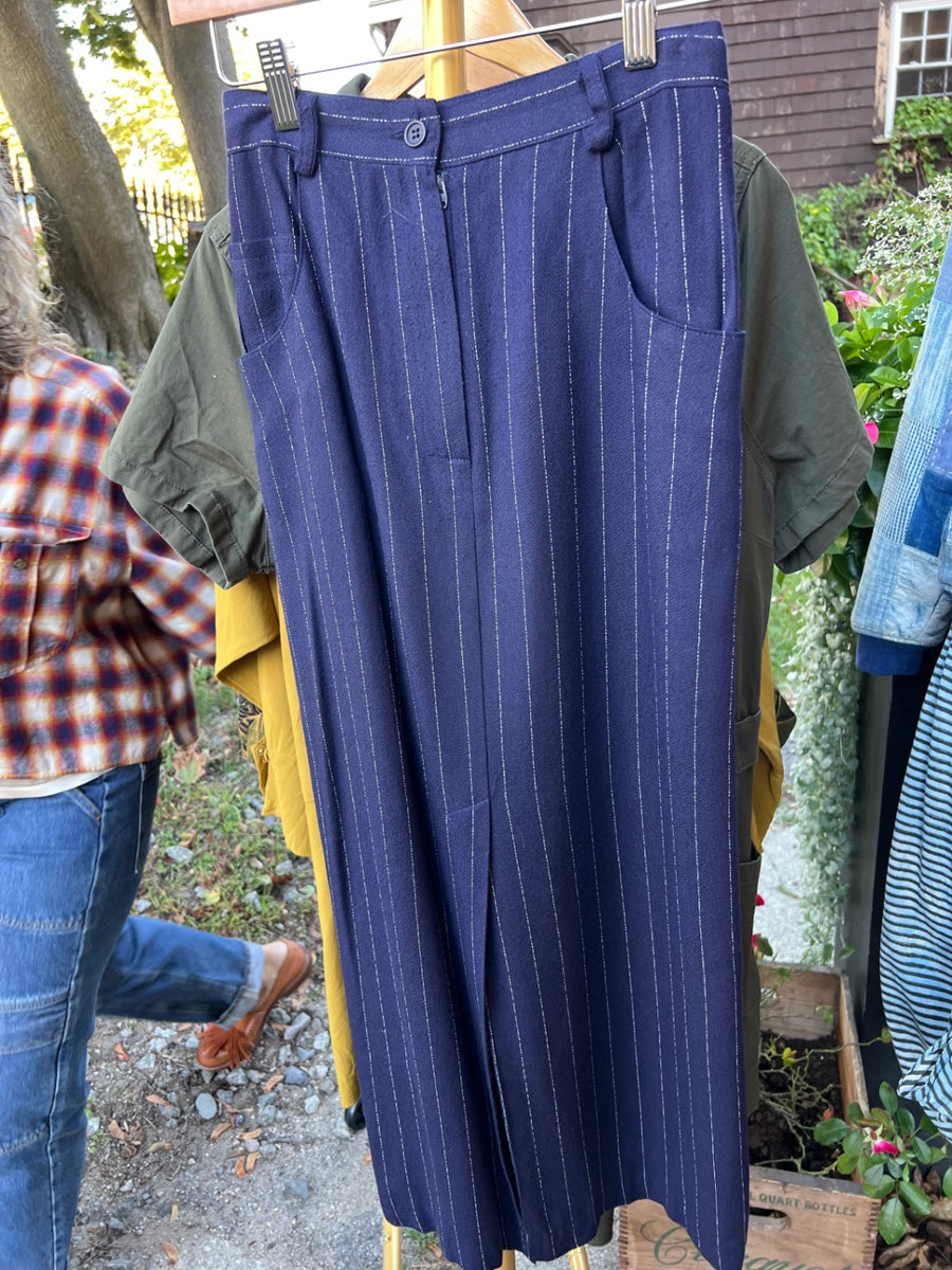 Vintage skirt Small Blue with white pinstripes