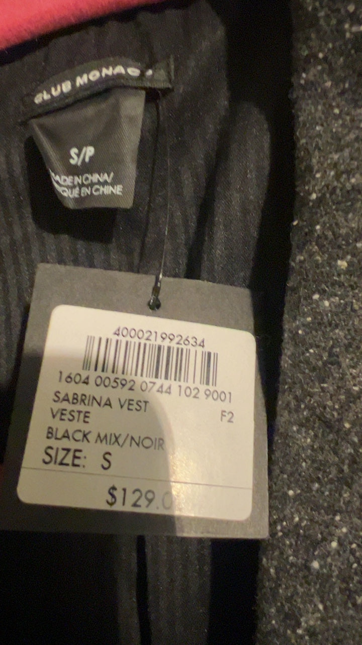 Club Monaco Vest Small Dark Gray