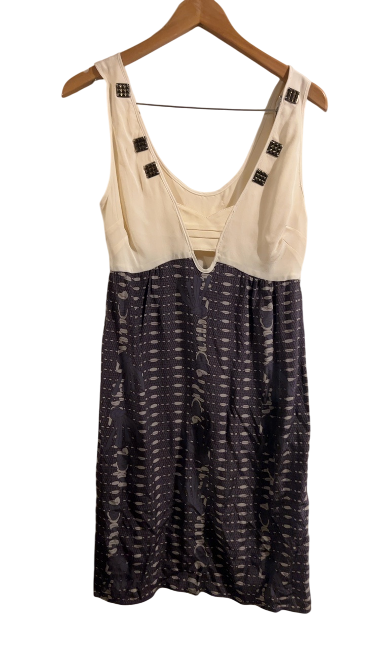 Vena Cava Dress Small Beige and navy blue