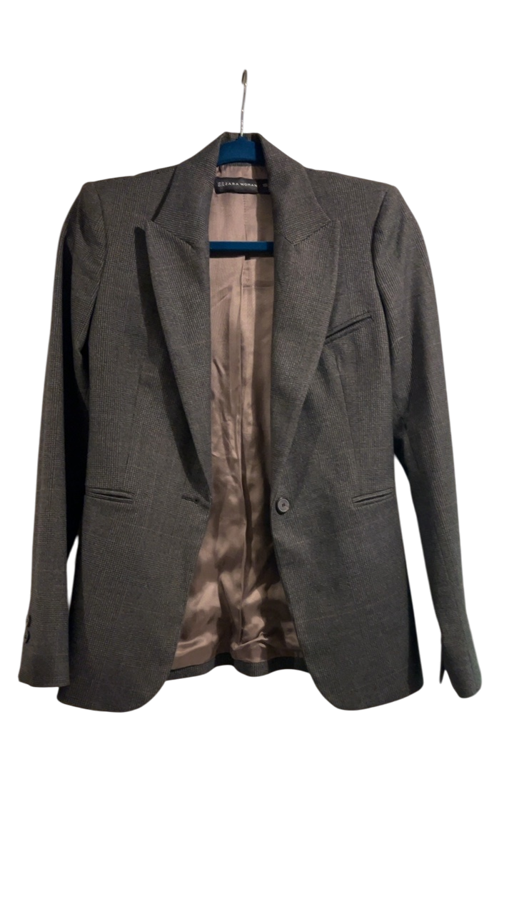 Zara Woman Blazer XS Gray plaid