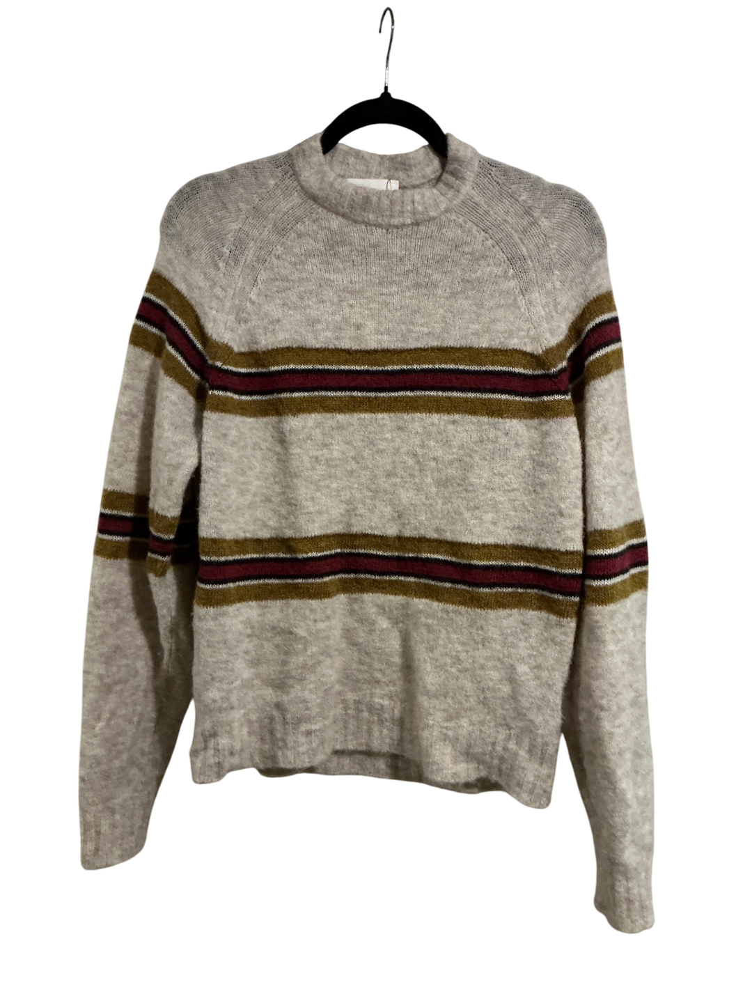 Bonpoint Sweater Beige with brown and burgundy stripes