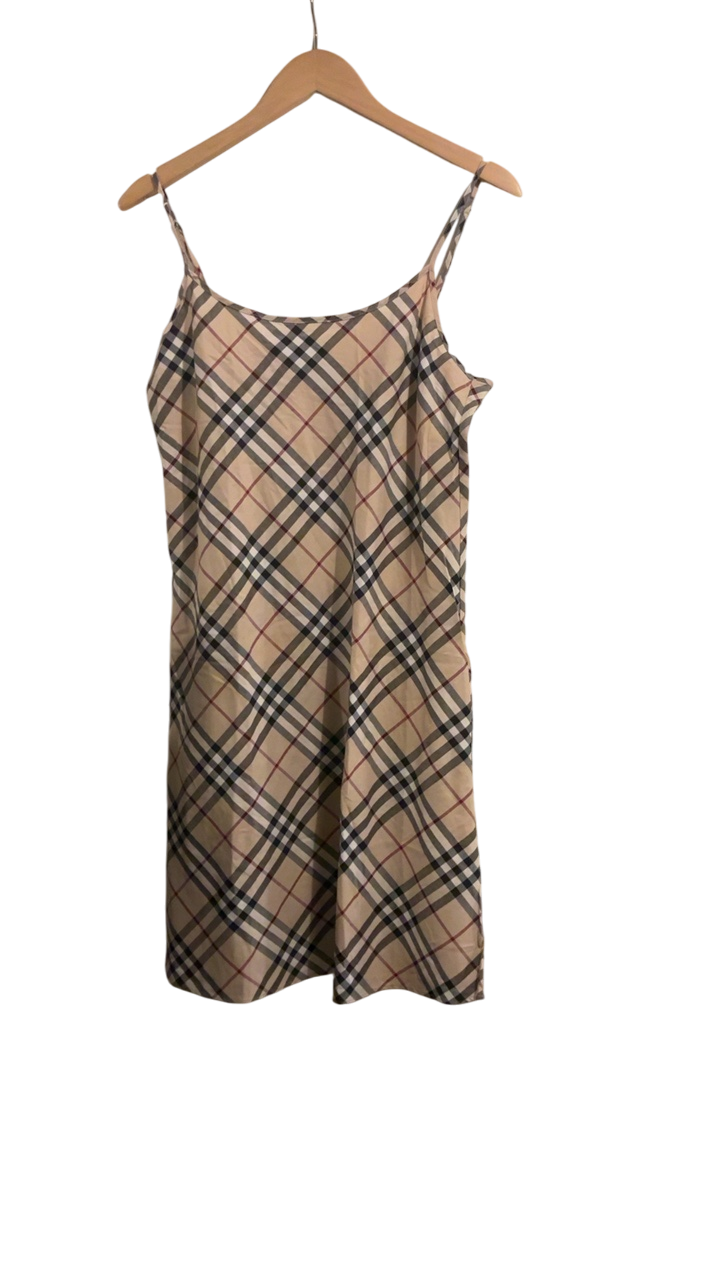 Burberry Dress Medium Beige with black, white, and red plaid pattern