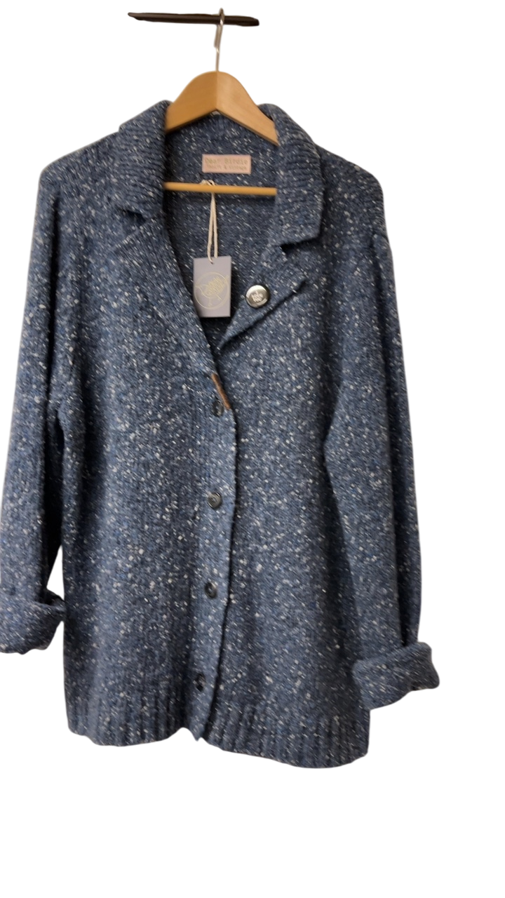 Dear Birdie Cardigan sweater Large/XL Dark Blue and white speckles