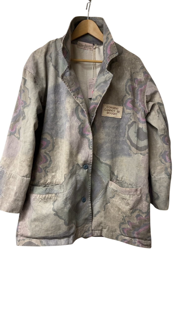 Dear Birdie Jacket patterned Large Multicolor (mainly beige with pink and grayish tones)