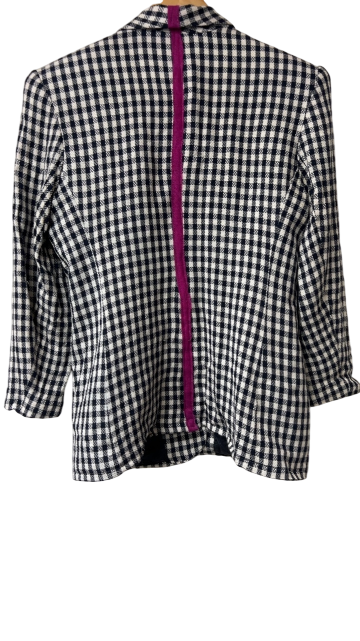 Dear Birdie Blazer blue and white plaid with purple stripe Medium Blue and white checkered