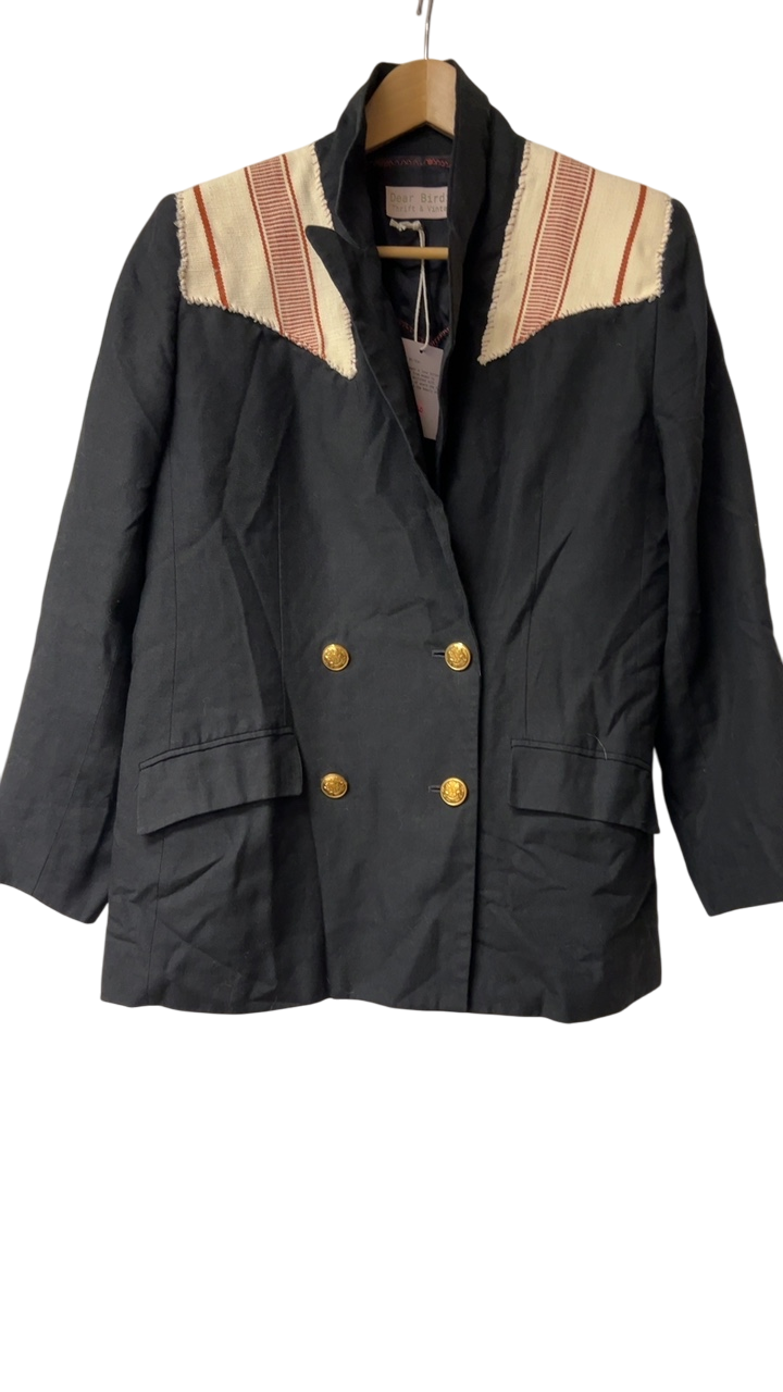 Dear Birdie Vintage Blazer Large Black and beige with red accents