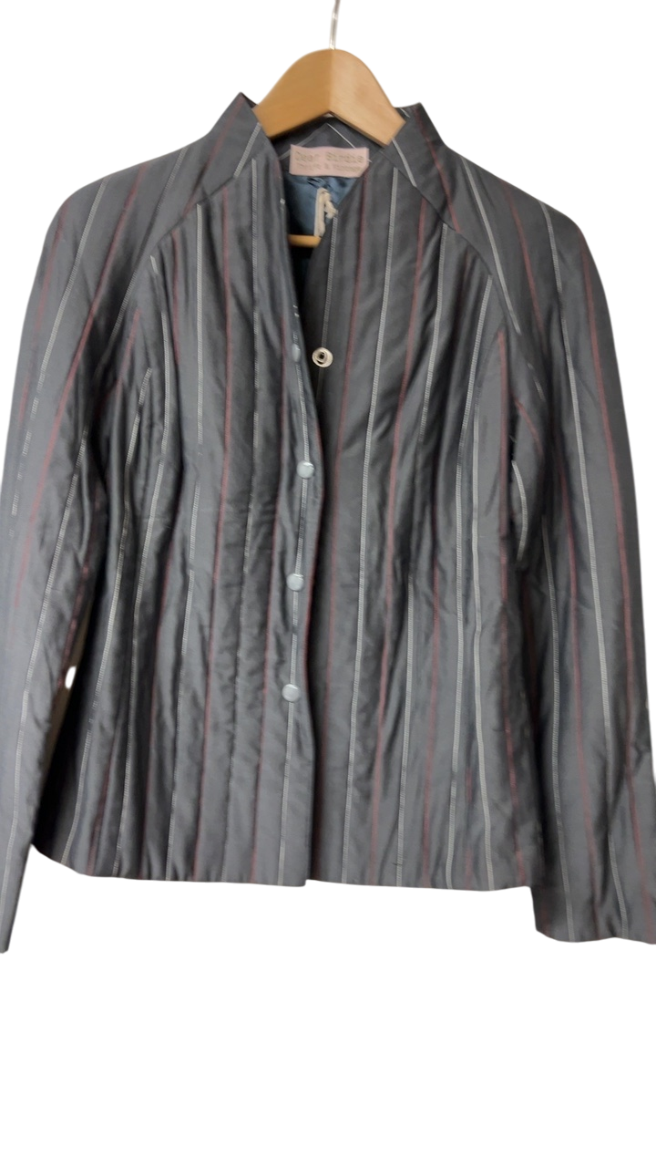 Dear Birdie Jacket Small/Medium Gray with Red and White Stripes
