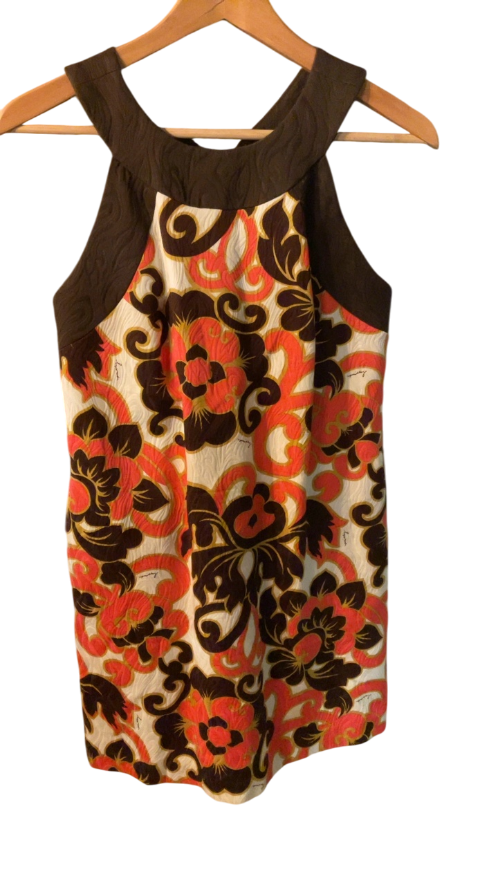 Milly Dress 4 Beige, Black, Red, and Orange