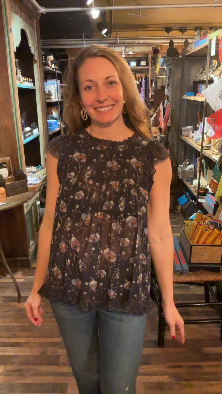 Ulla Johnson Blouse 2 Black floral