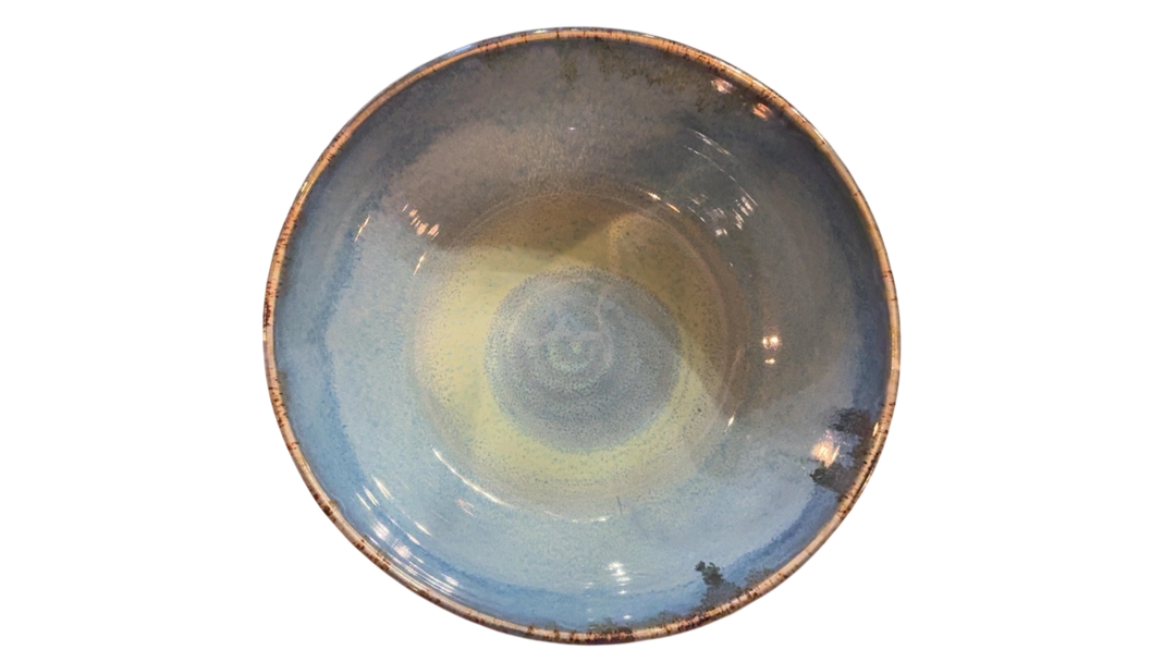Jen Hyde Ceramics Blue and Brown Bowl Set 