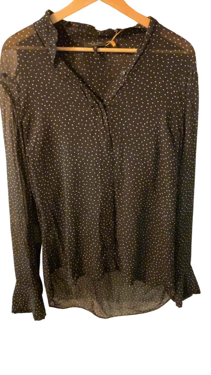 rag & bone Blouse Medium Black with white polka dots