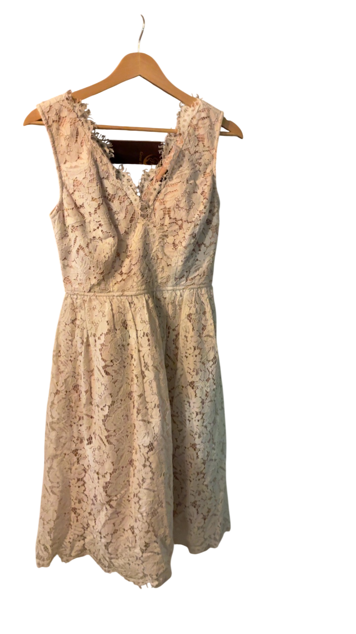 Lulus Dress Small Beige and white