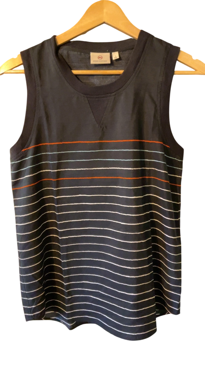 Adriano Goldschmied Tank Top Small Navy with white and orange stripes