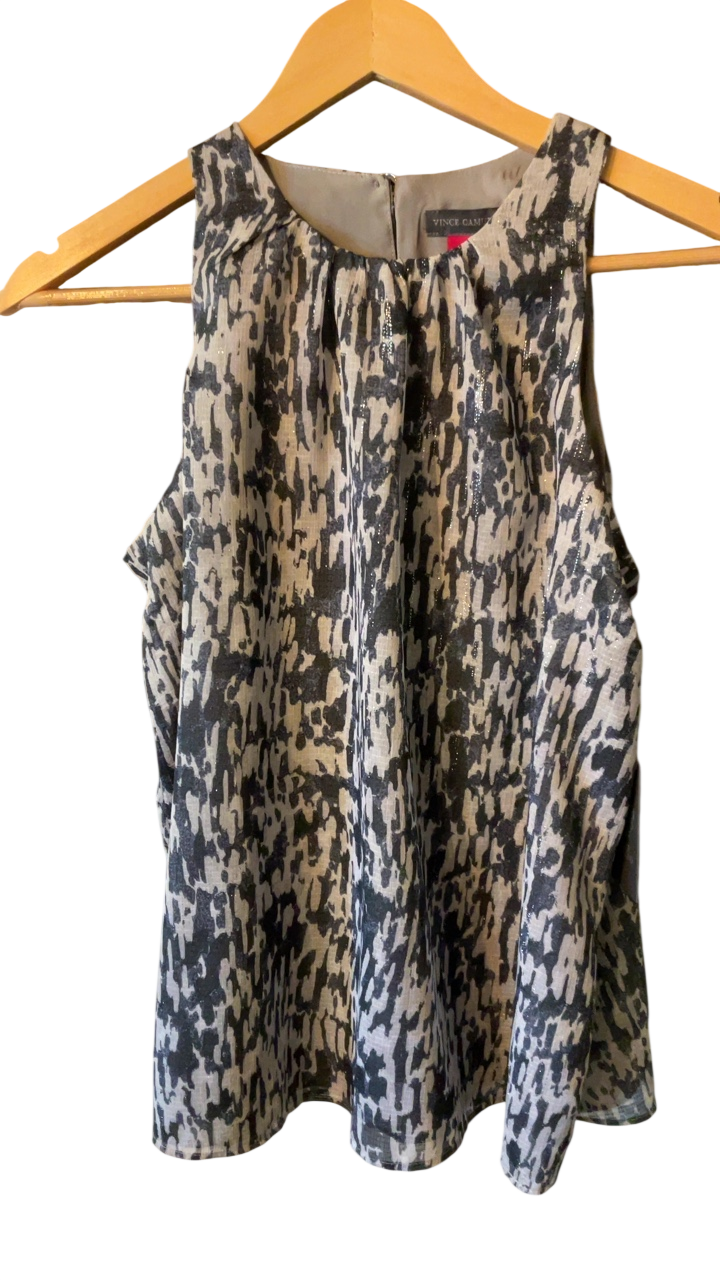 Vince Camuto Blouse Small Beige and Blue