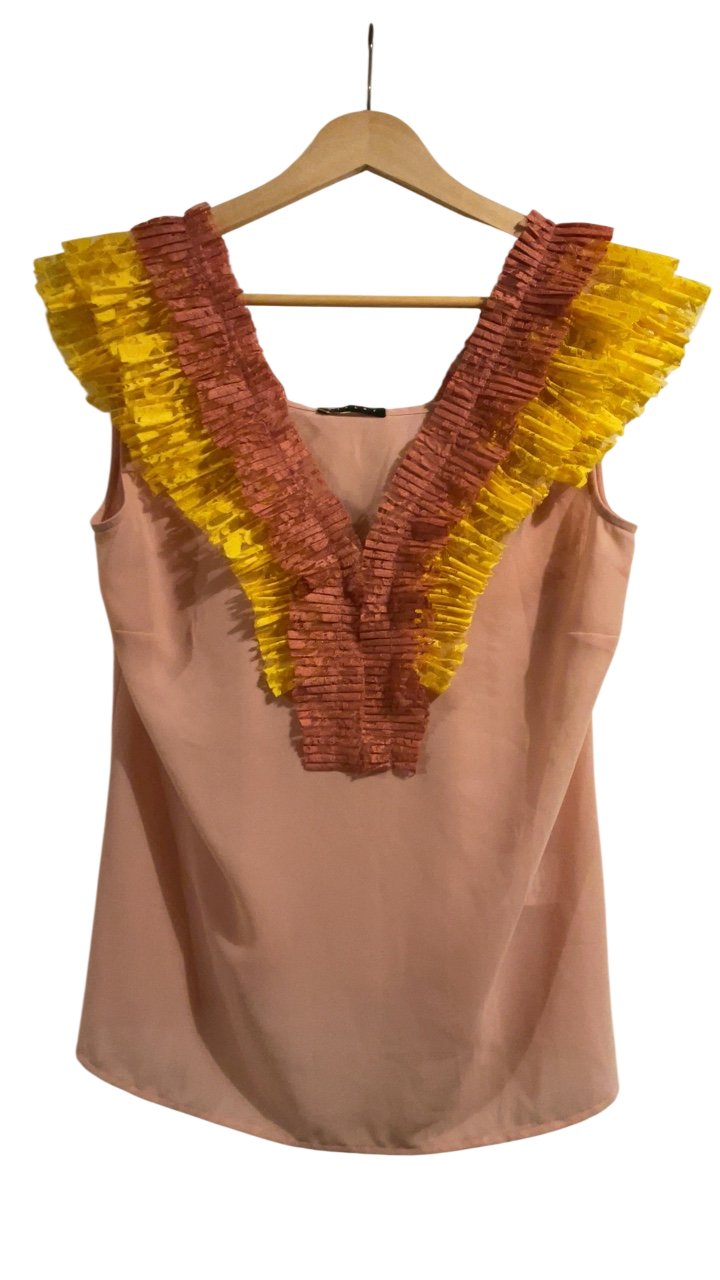 Sisley Blouse Small Pink and yellow