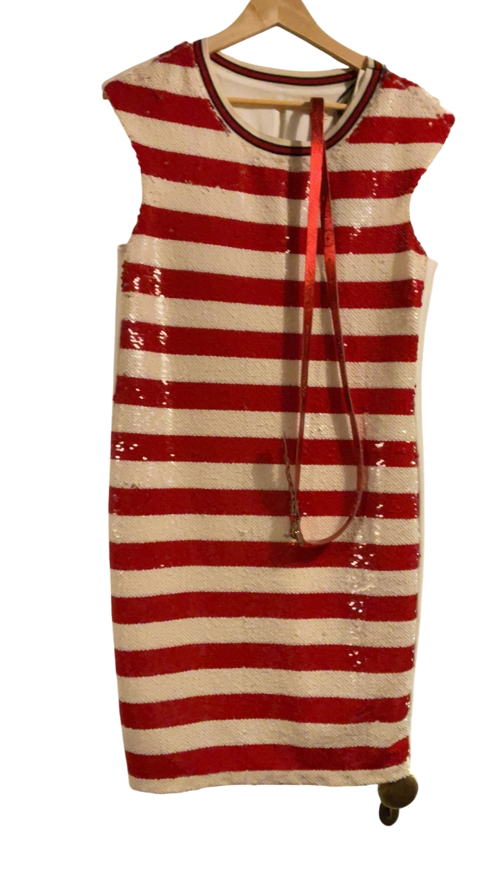 Sequin Dress Small Red and White