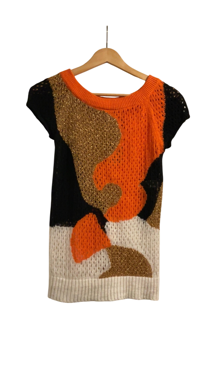 United Colors of Benetton Sweater vest Small Orange, Black, Gold, White