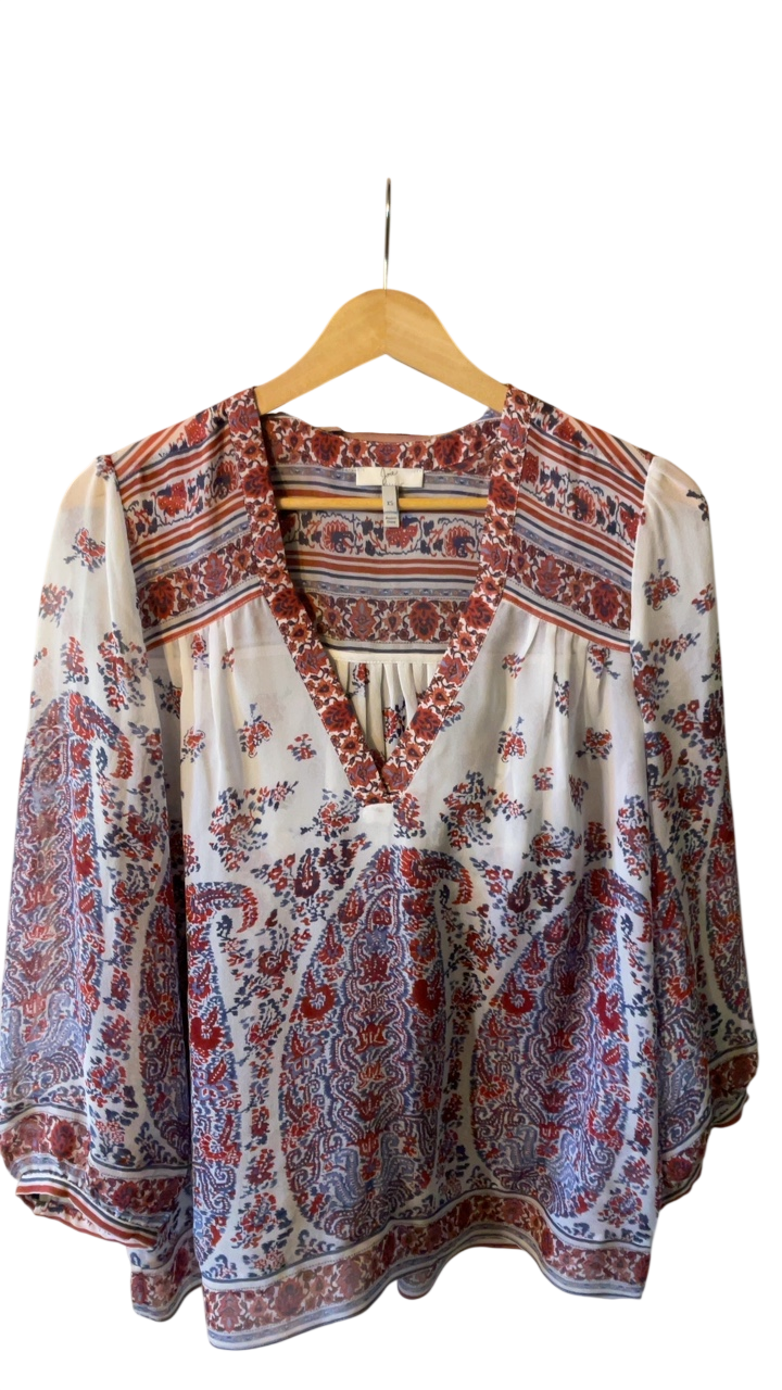 Joie Blouse XS Multicolor (predominantly red, white, and blue)