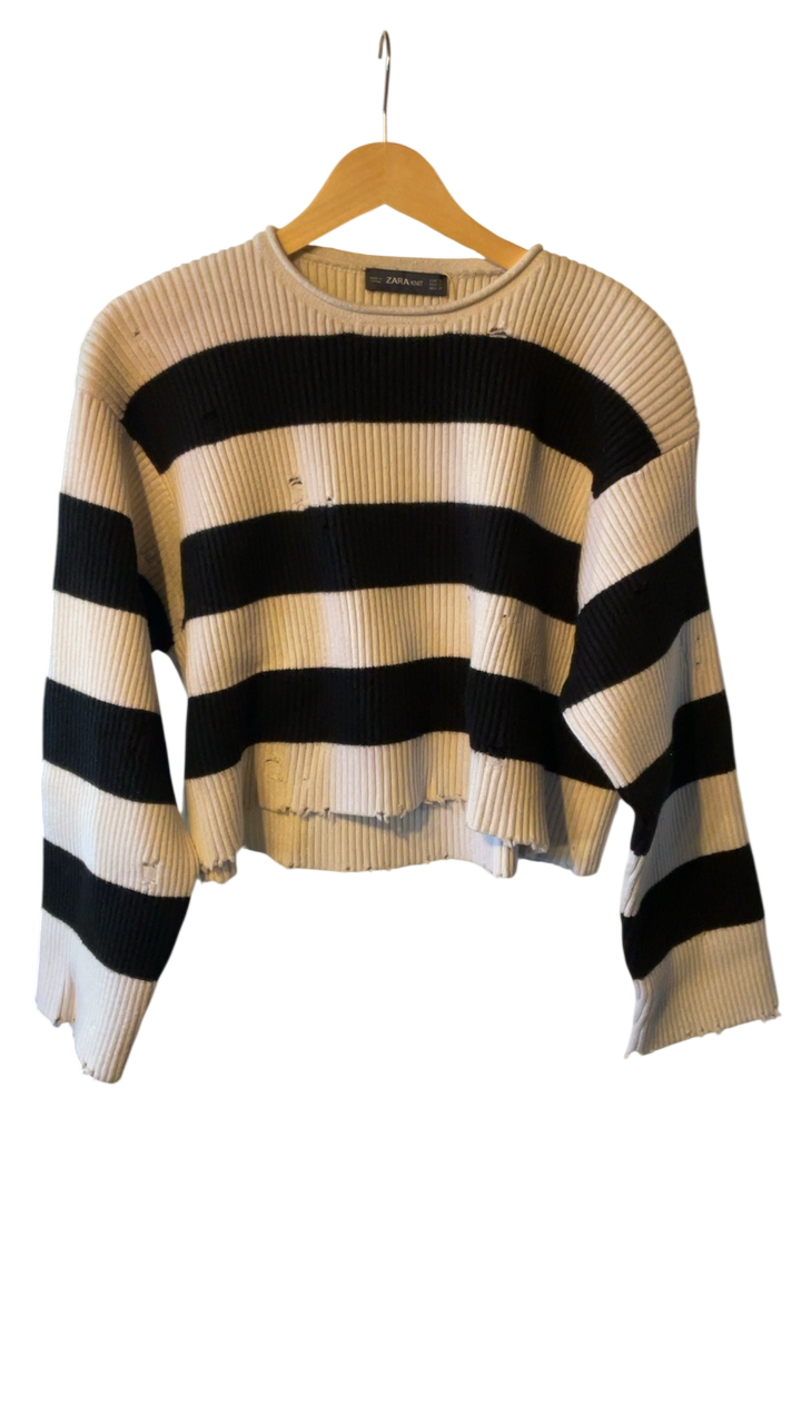 ZARA Sweater Small Beige and black