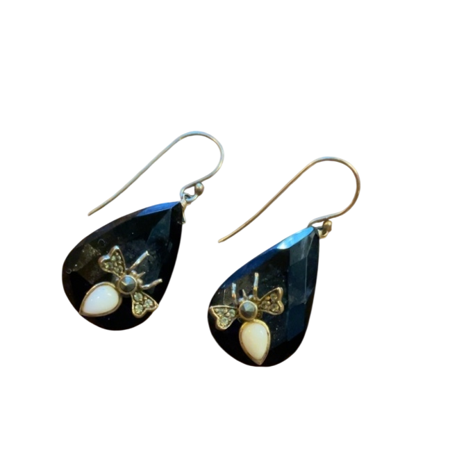 Erickson Beamon Earrings Black and gold with white accents