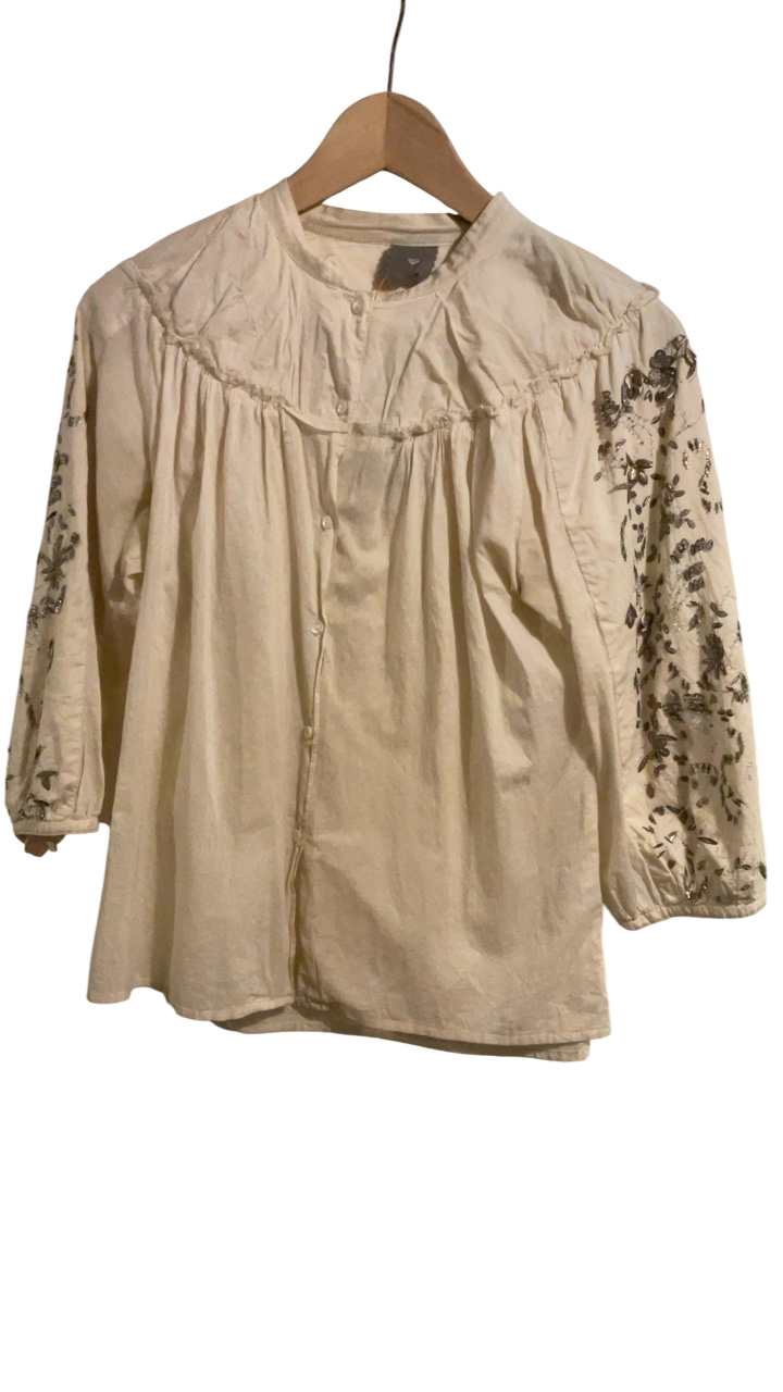 Heart made Blouse Small Beige