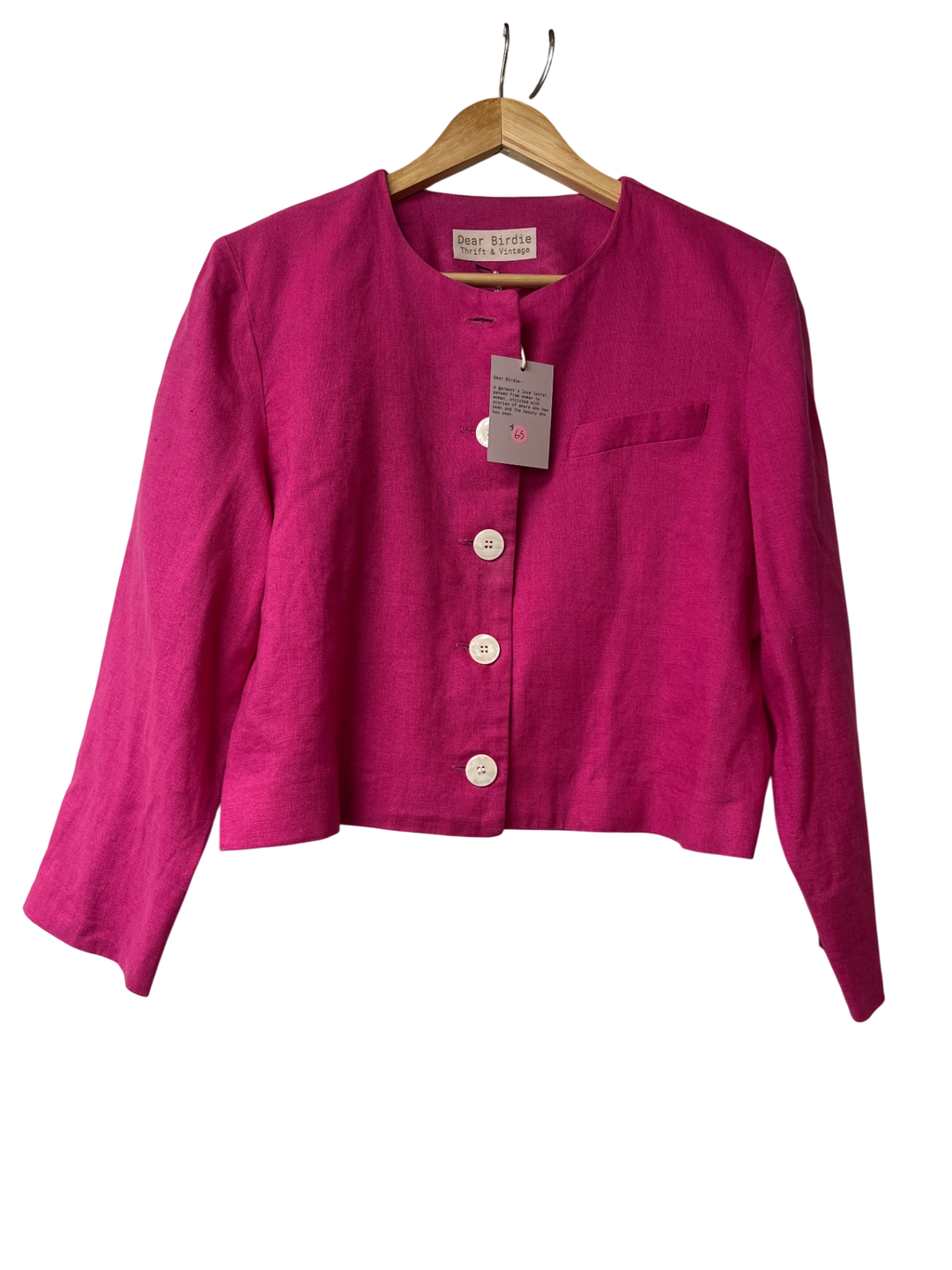 Dear Birdie Jacket Pink Medium Pink with white buttons