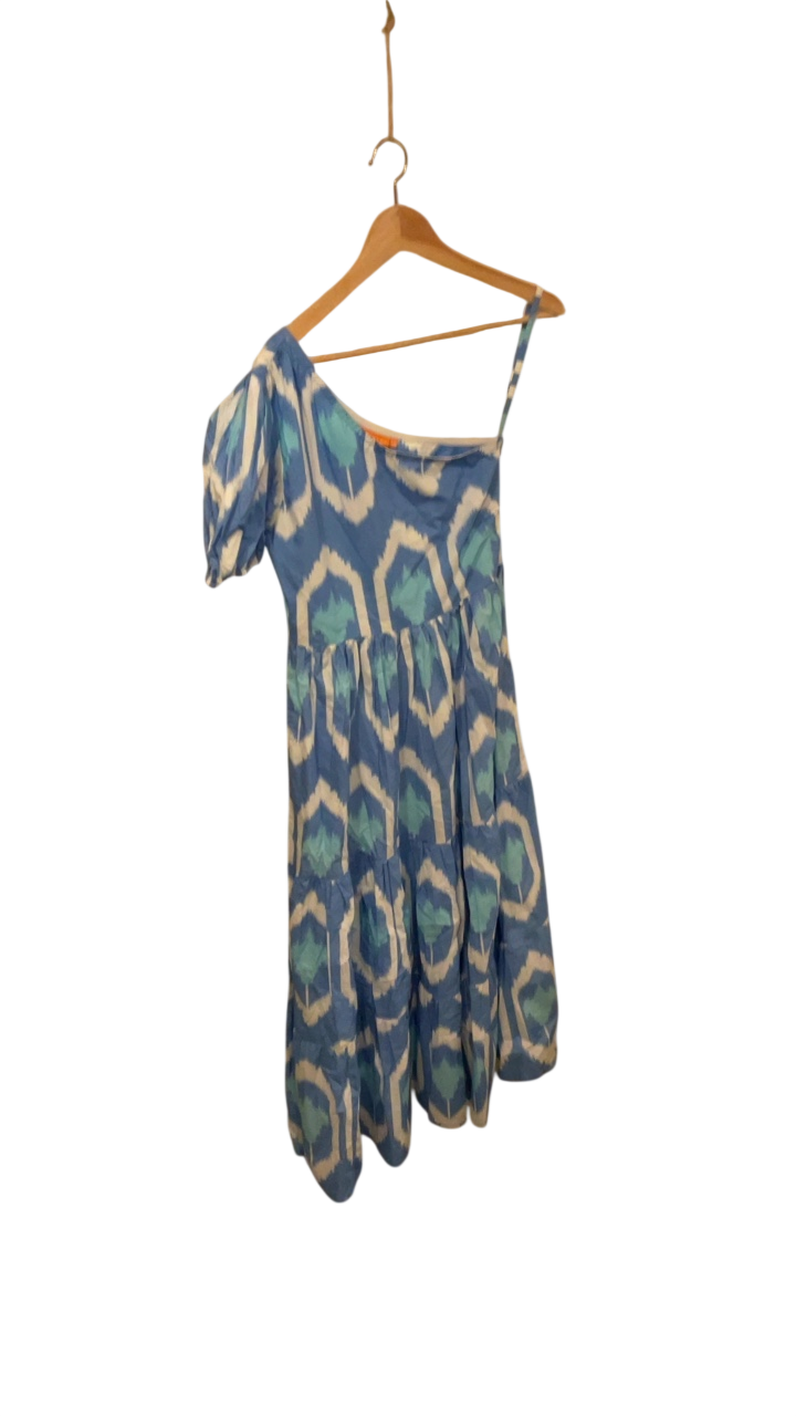 Oliphant Dress - Blue and white with green accents