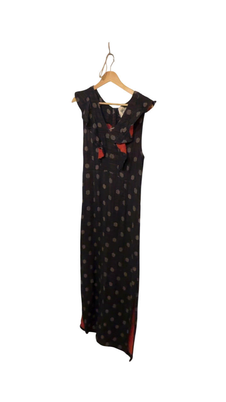 Ace & Jig Dress - Black with beige polka dots and red accents