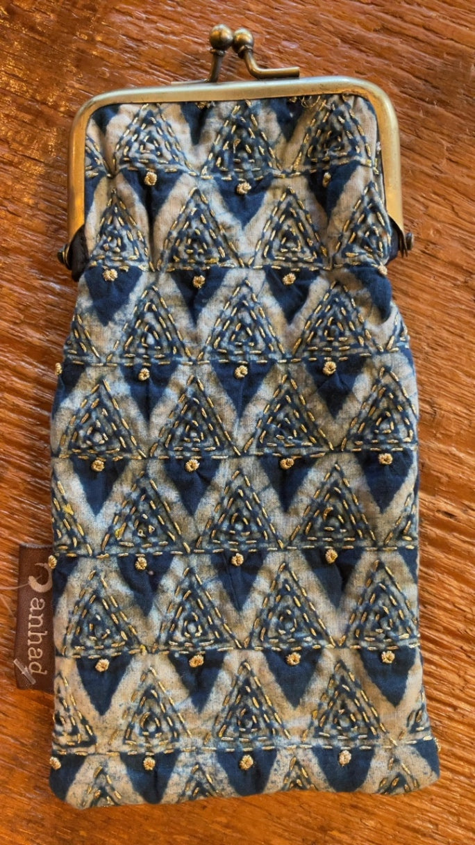 Wooven Coin purse Blue and beige