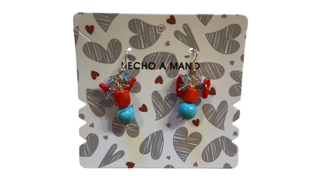 Hecho a Mano Earrings Red, Blue, Gold