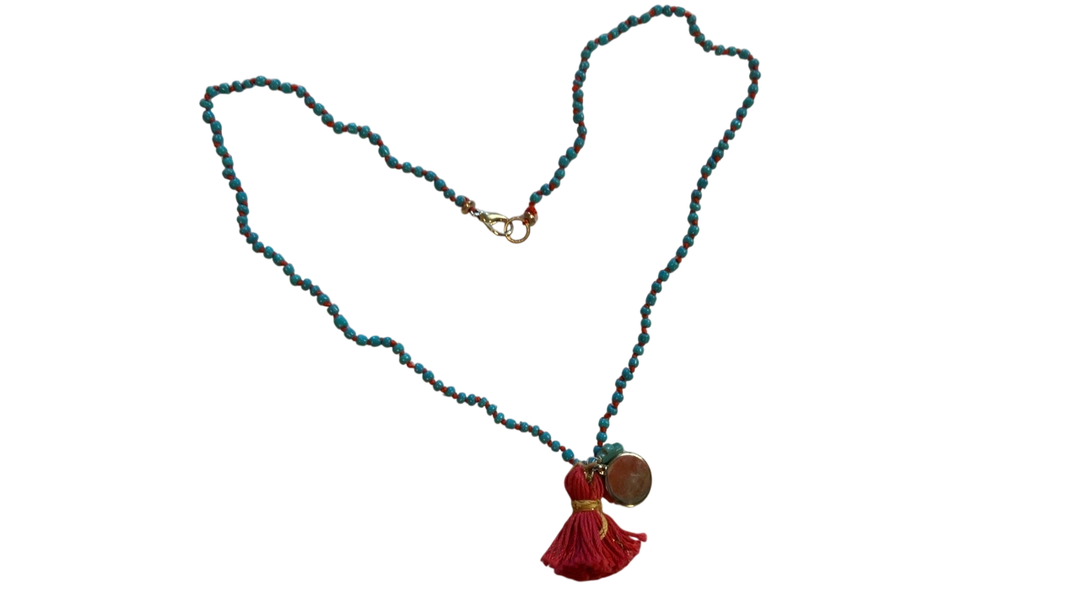 Necklace Red and turquoise
