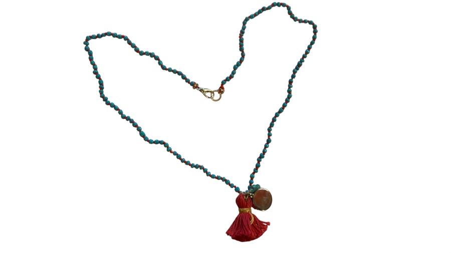 Necklace Red and turquoise