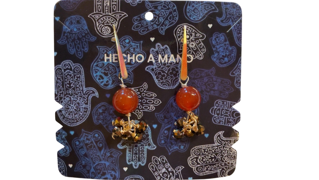 Hecho A Mano Earrings Orange and Gold