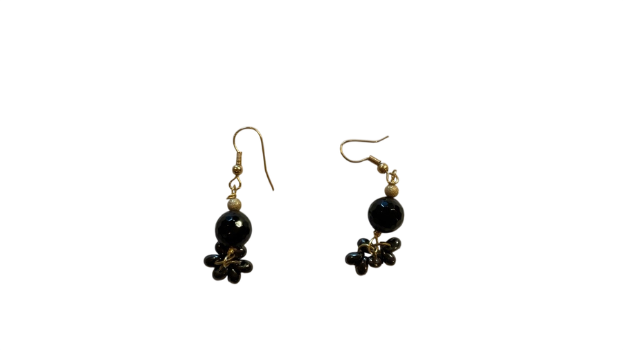 Earrings Black and gold
