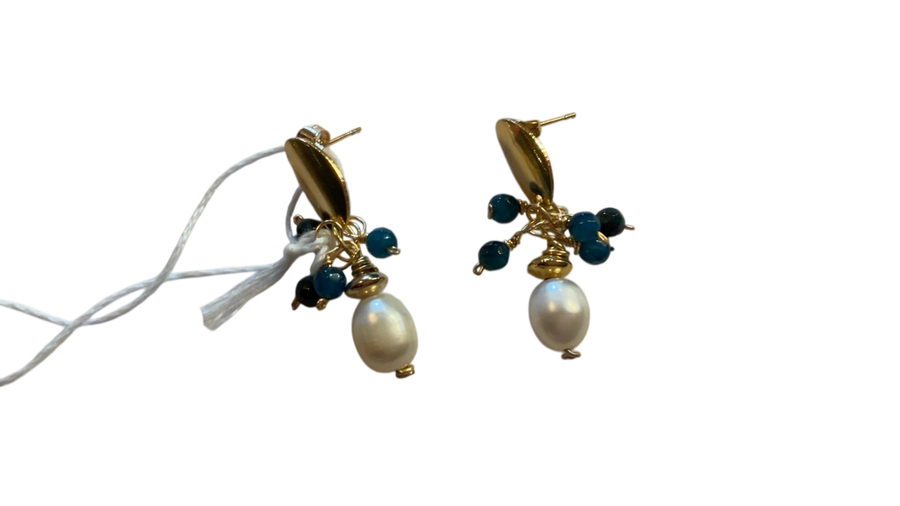 Earrings Gold, White, Blue, Black