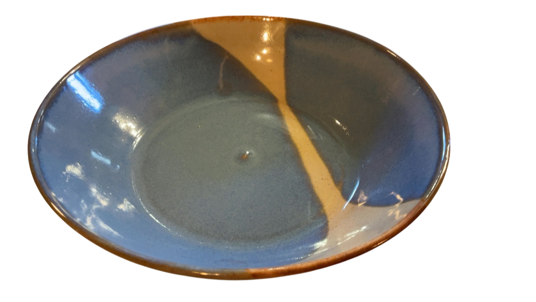 Shallow Bowl Blue and brown