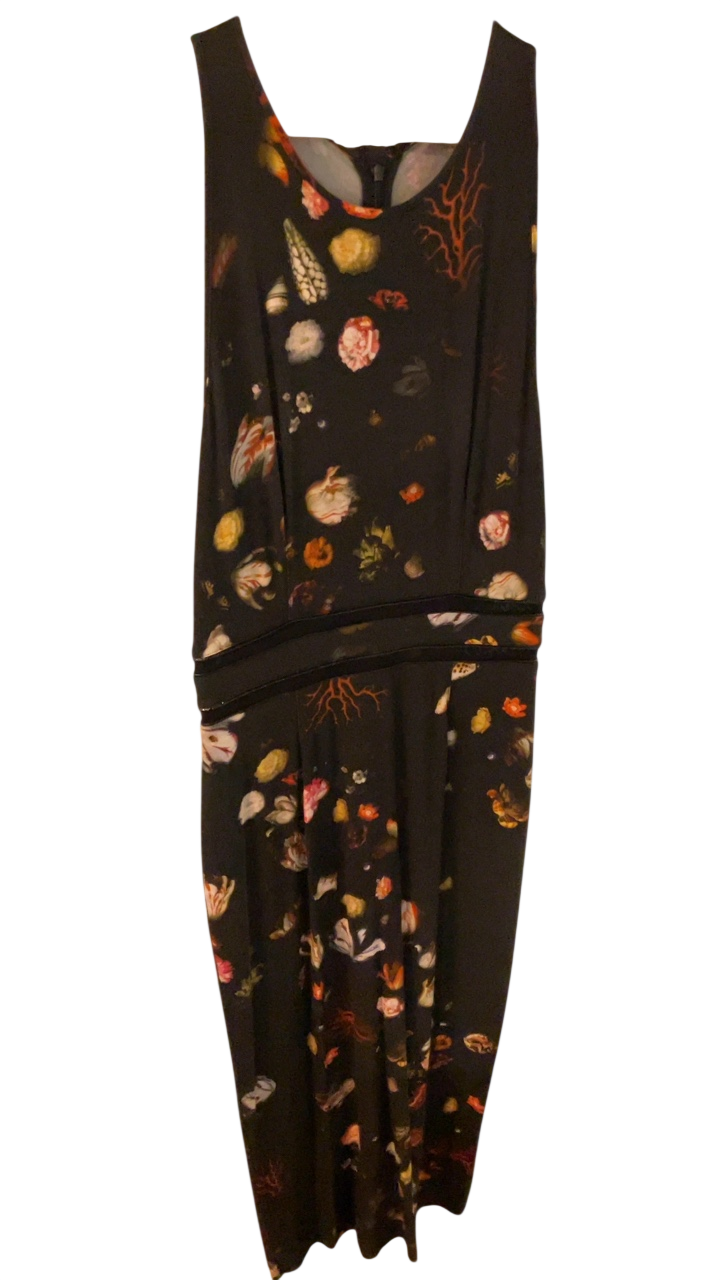 Marios Schwab Dress Small Black with multicolored floral and organic patterns