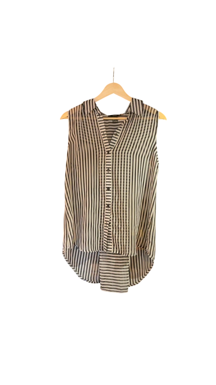 Forever 21 Blouse Small Beige and black