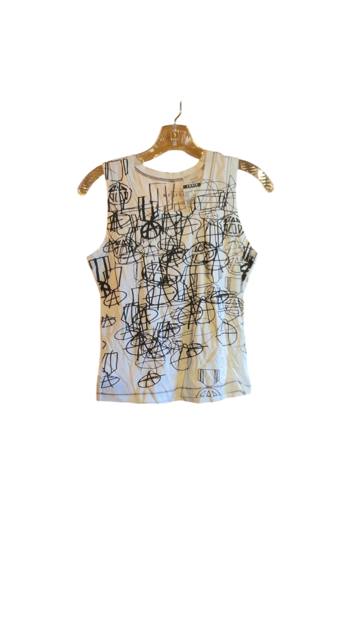 Levi's Tank top White with black abstract patterns