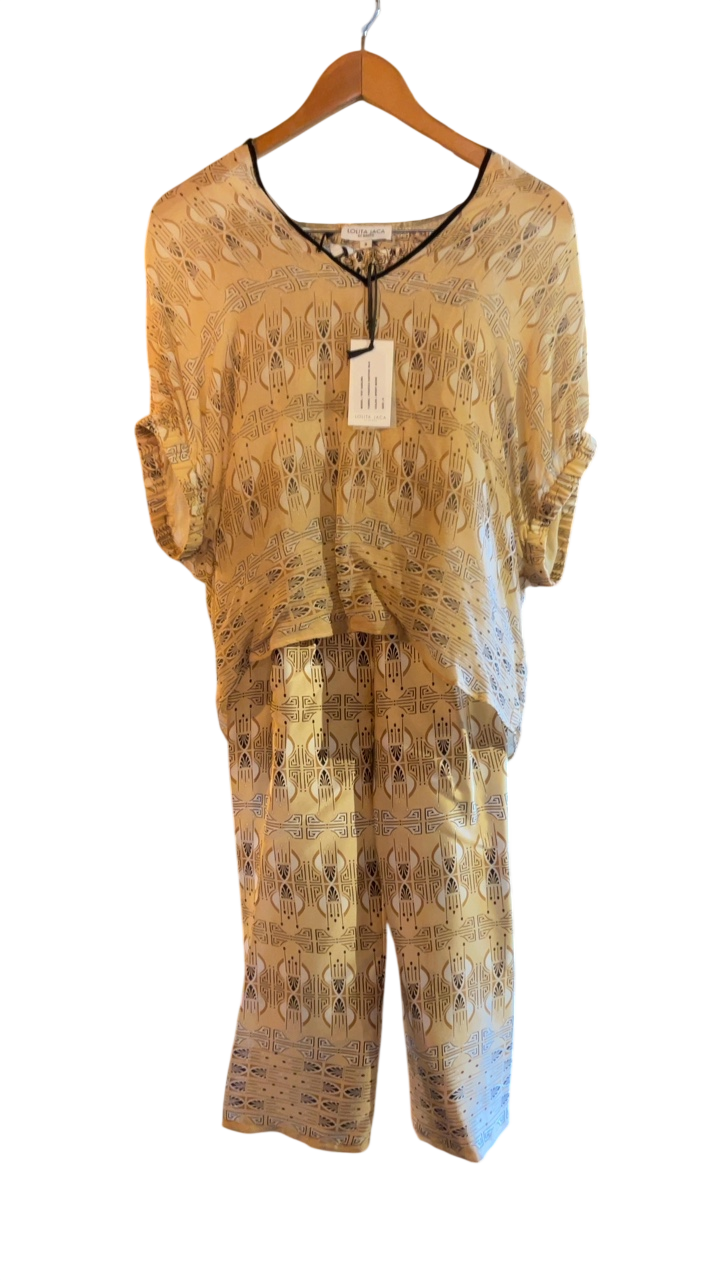 Lolita Jaca 2 piece Beach Wear Beige with black pattern