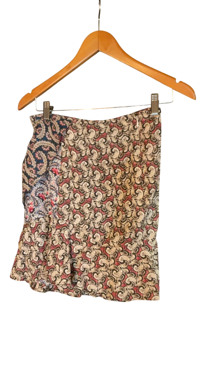 ISABEL MARANT ÉTOILE Mini Skirt 2 Beige with red, pink, and navy blue details